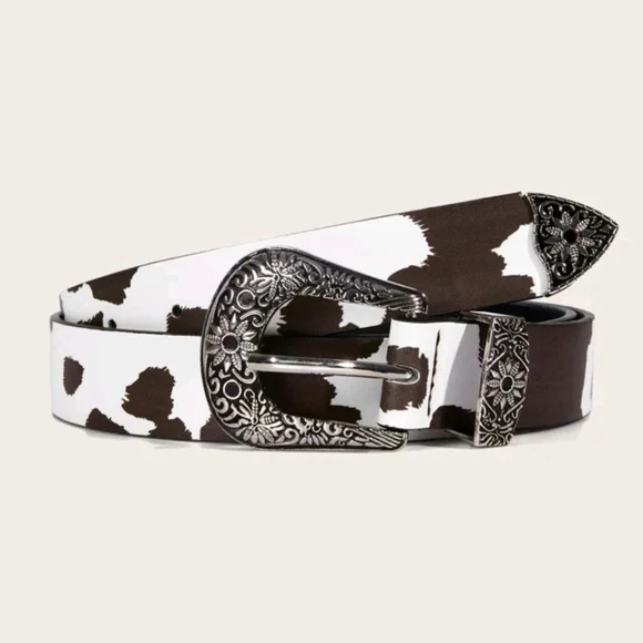 Accessories | Womens Western Cow Print Belt Brown And White  display picture 1
